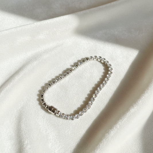 Silver Crystal Tennis Bracelet for Women | Anti-Tarnish Elegant Zircon Bracelet