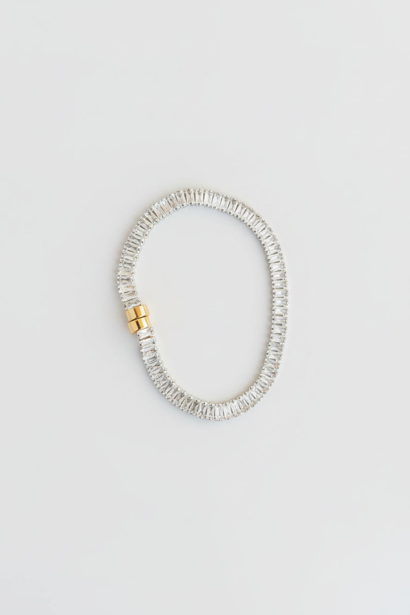 Silver Crystal Elastic Bracelet for Women | Anti-Tarnish Stretch Zircon Bracelet