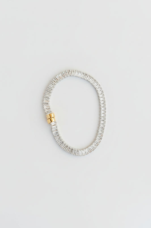 Silver Crystal Elastic Bracelet for Women | Anti-Tarnish Stretch Zircon Bracelet