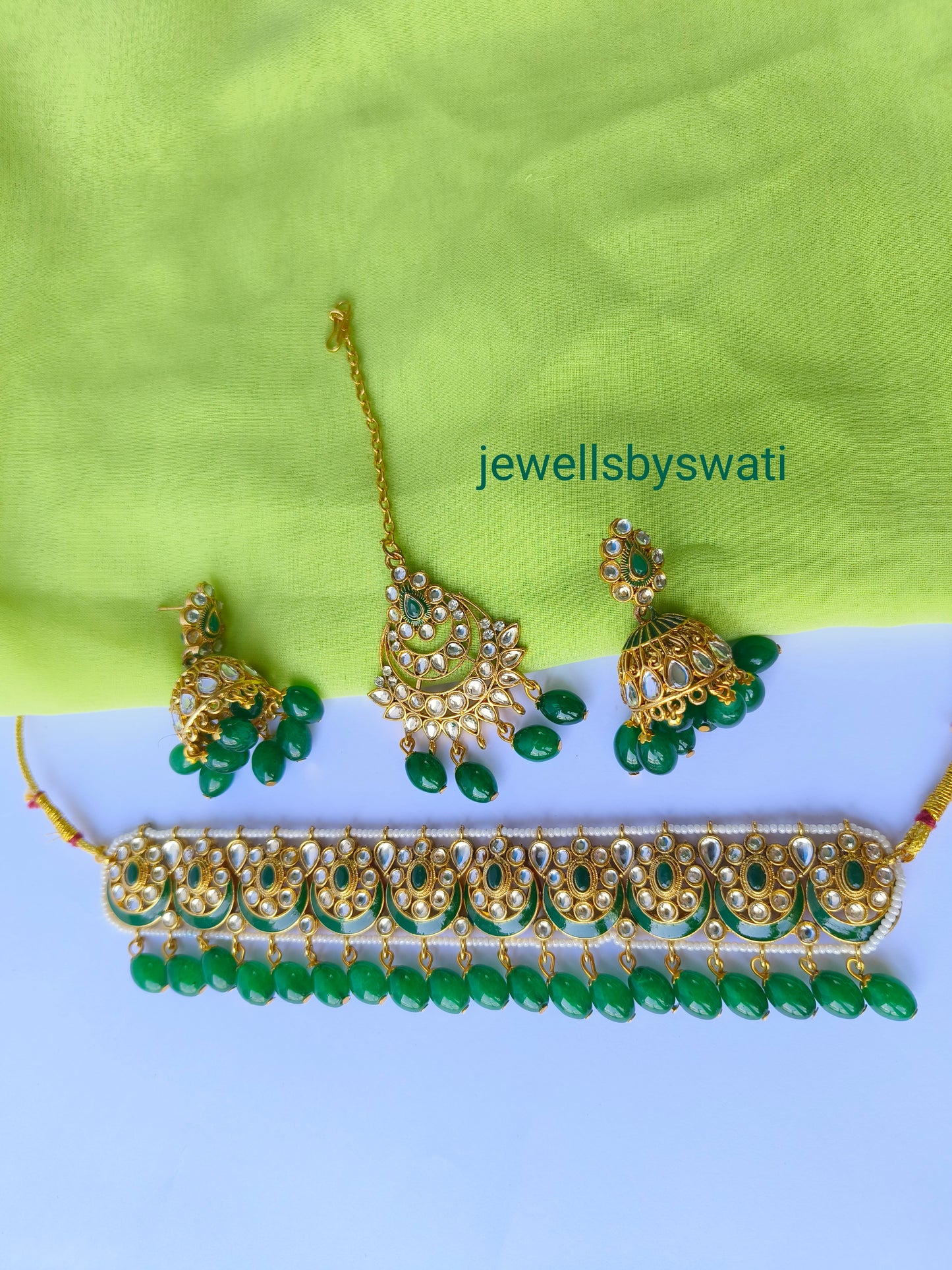 Pink Meenakari Necklace Set with Jhumki & Maangtika – Traditional Bridal Jewellery