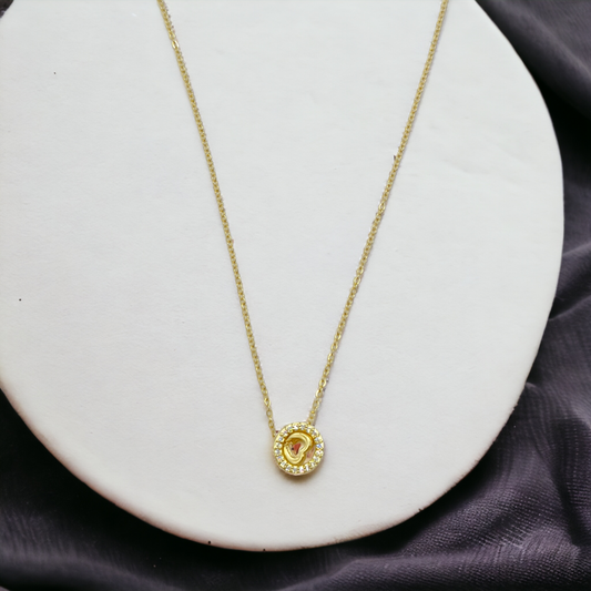 GOLDEN HEART INA AD STONE CIRCLE PENDENT NECKLACE
