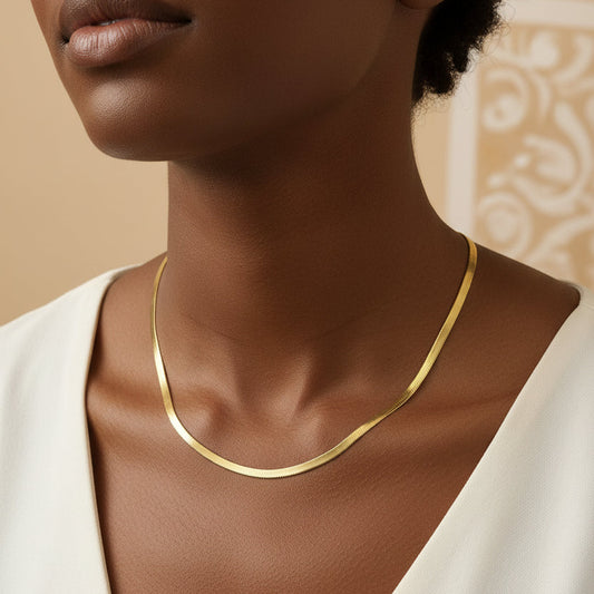 21 Inch Snake Chain Necklace – Unisex Waterproof Anti-Tarnish Stainless Steel | Minimal Gold Flat Chain