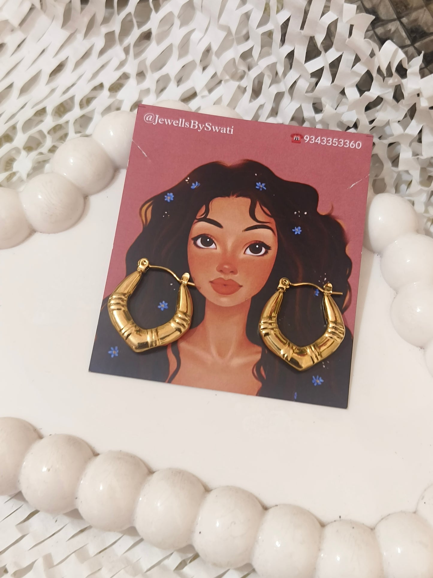 Bamboo Style Golden Hoop Earrings | Trendy Statement Hoops