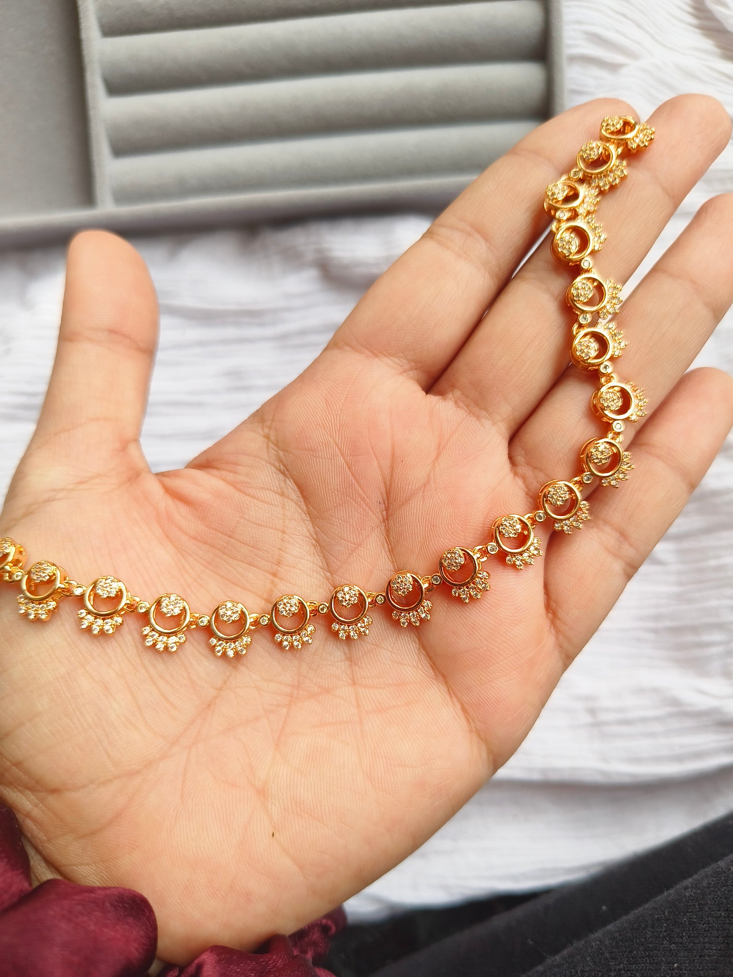 ROSE GOLD MINIMAL AMERICAN DIAMOND NEACKLACE