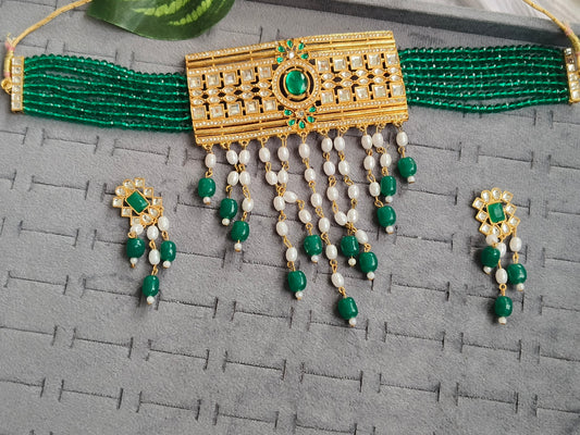 BEAUTIFUL GREEN RAJASTHANI AAD NEACKLACE