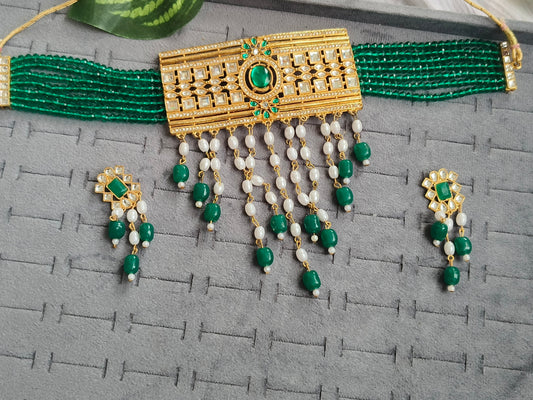 BEAUTIFUL GREEN RAJASTHANI AAD NEACKLACE