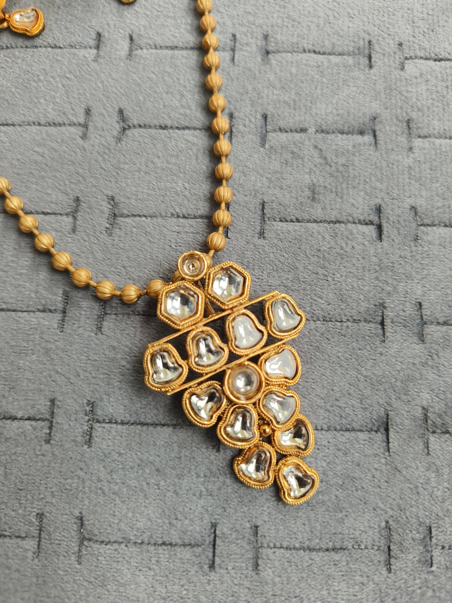 Elegant Kundan-Inspired American Diamond Gold Neck Set with Matching Earrings