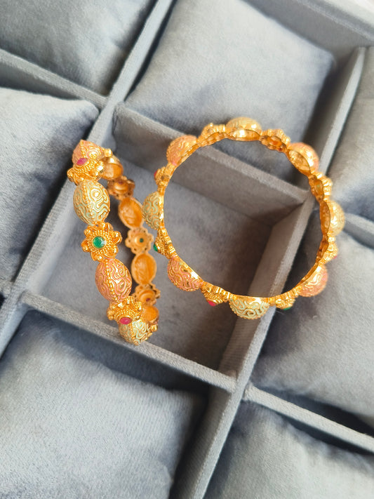 MINT AND PINK RAJWADI BANGLES RB08