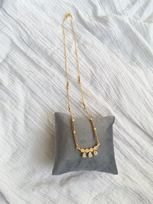 American Diamond Drop Charm Mangalsutra – Gold Finish