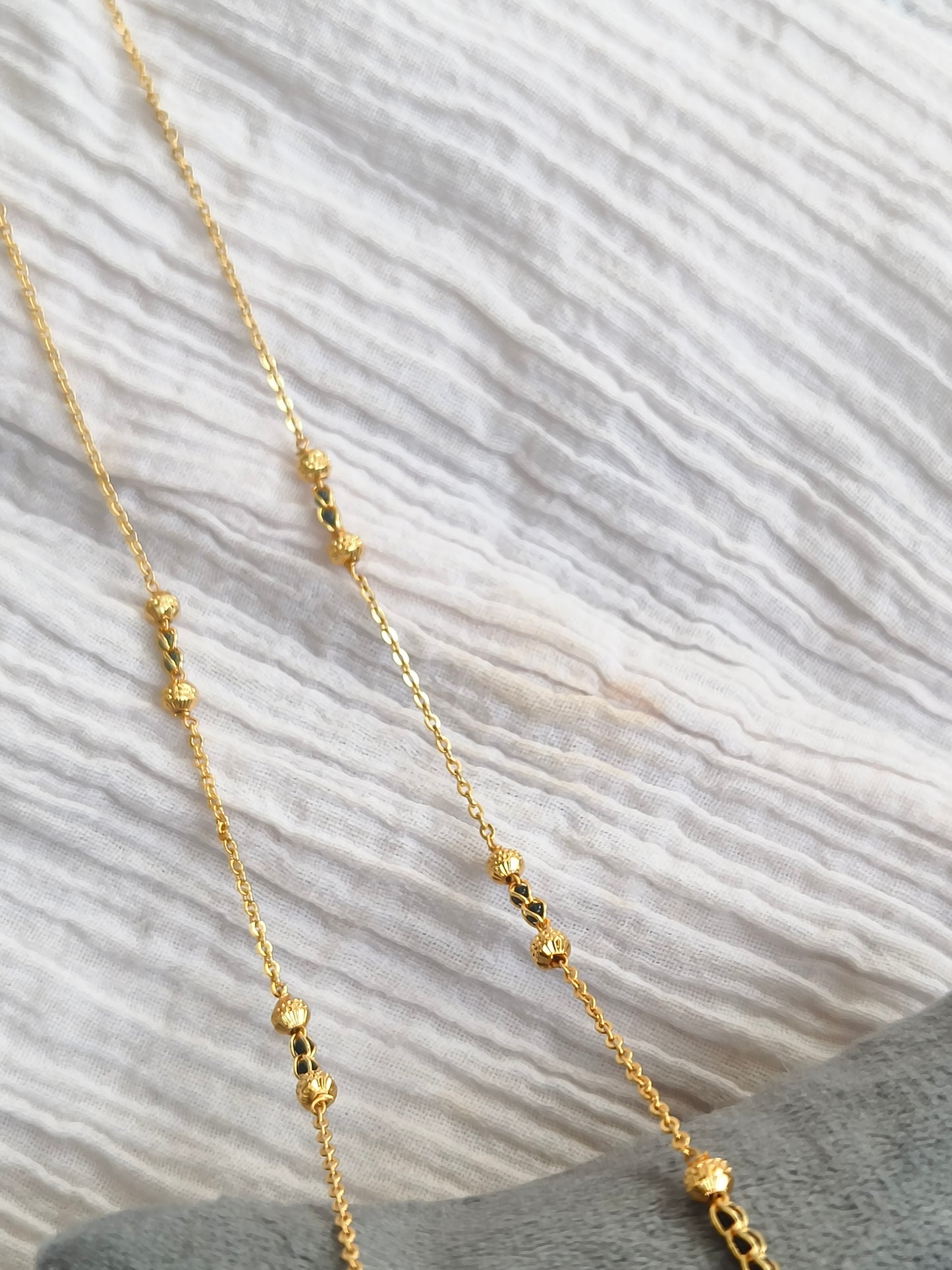 American Diamond Drop Charm Mangalsutra – Gold Finish