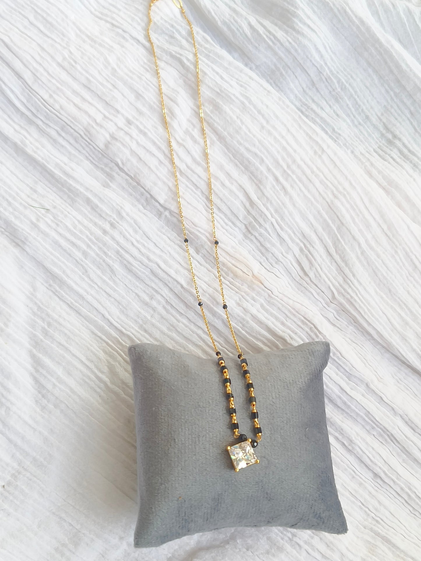 Square Cut American Diamond Minimal Mangalsutra