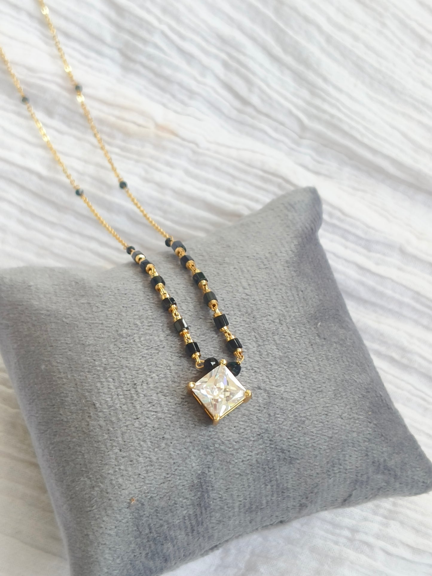 Square Cut American Diamond Minimal Mangalsutra