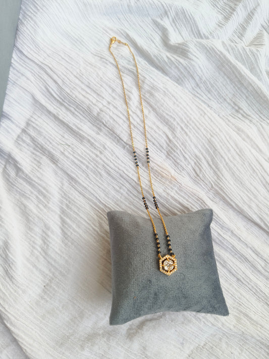 American Diamond Delicate Mangalsutra with Gold-Tone Pendant