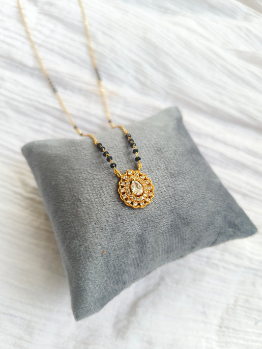 American Diamond Delicate Mangalsutra with Gold-Tone Pendant