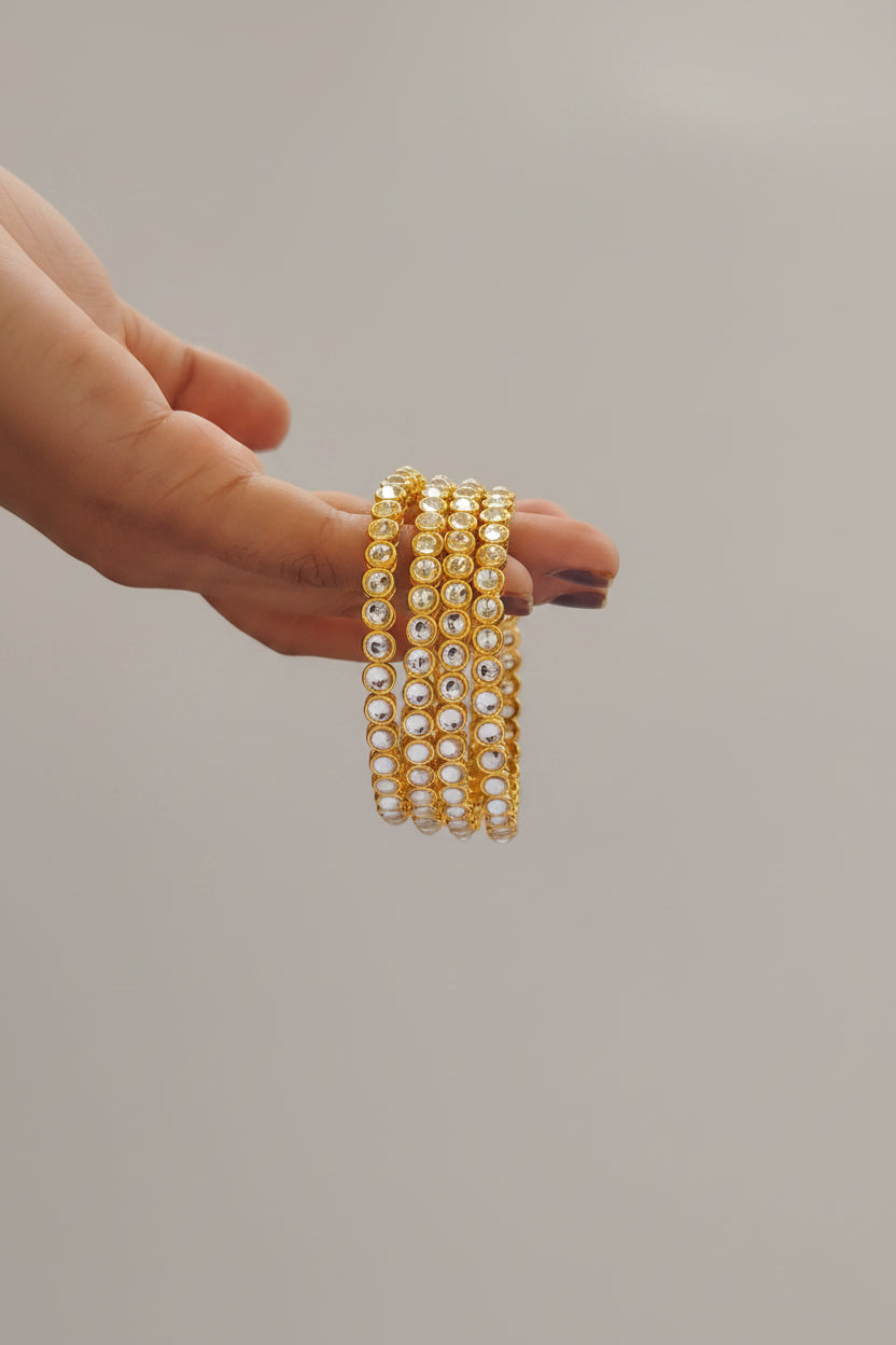 GOLDEN BANGLE WITH BOONDI SHAPE STONES