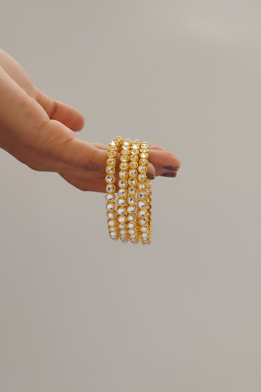 GOLDEN BANGLE WITH BOONDI SHAPE STONES