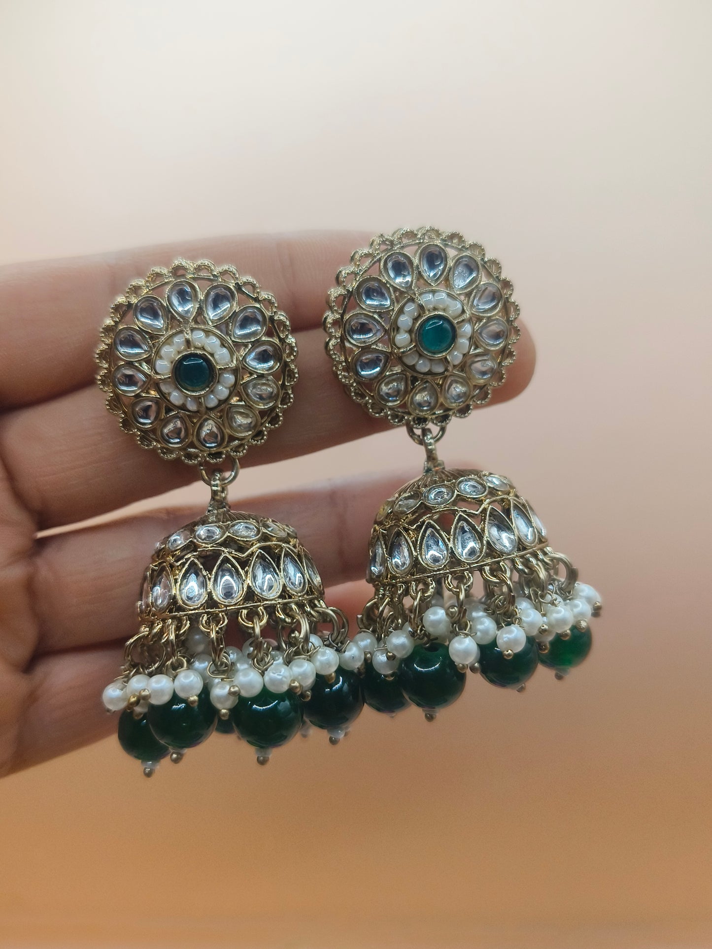 Green Kundan Choker Set with Pearl Beads & Heavy Earrings | Traditional Bridal Necklace Set