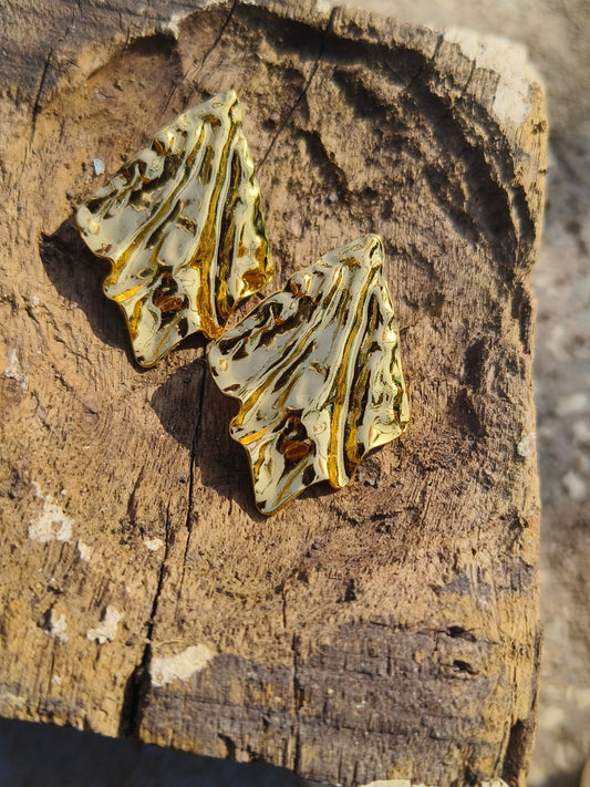 Gold Plated Abstract Textured Statement Earrings | Anti-Tarnish | Waterproof Fashion Studs