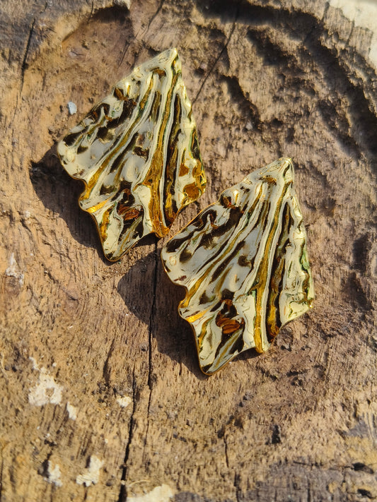 Gold Plated Abstract Textured Statement Earrings | Anti-Tarnish | Waterproof Fashion Studs