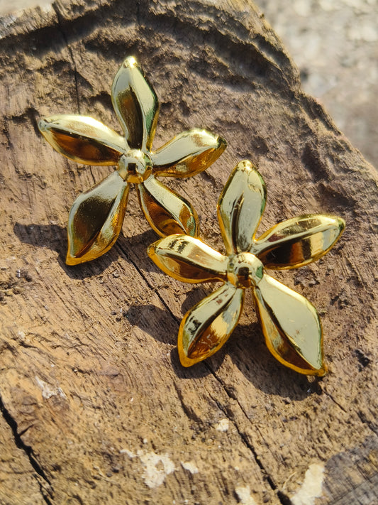 Gold Floral Stud Earrings | Anti-Tarnish | Waterproof | Statement Flower Jewellery