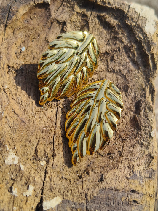 Gold Textured Leaf Stud Earrings | Anti-Tarnish | Waterproof | Elegant Statement Jewellery