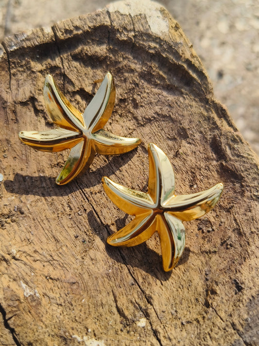 Gold Starfish Stud Earrings | Anti-Tarnish | Waterproof | Elegant Minimal Statement Jewellery