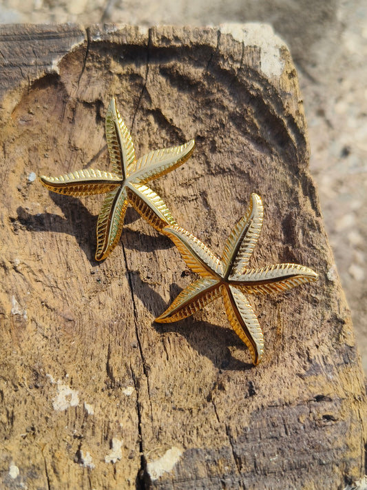 Gold Starfish TEXTURED Stud Earrings | Anti-Tarnish | Waterproof | Elegant Minimal Statement Jewellery