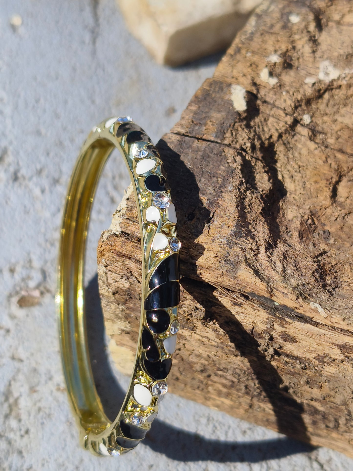 JewellsBySwati Gold Plated White Enamel Bracelet for Women | Crystal Studded Designer Kada