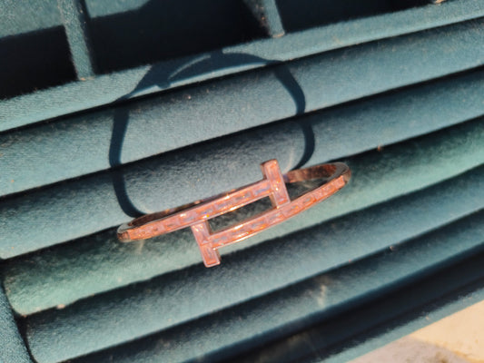 Anti-Tarnish Rose Gold Crystal H Design Bangle Bracelet