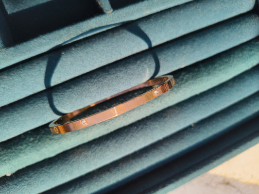 Anti-Tarnish Gold Plated Screw Motif Minimal Bangle Bracelet