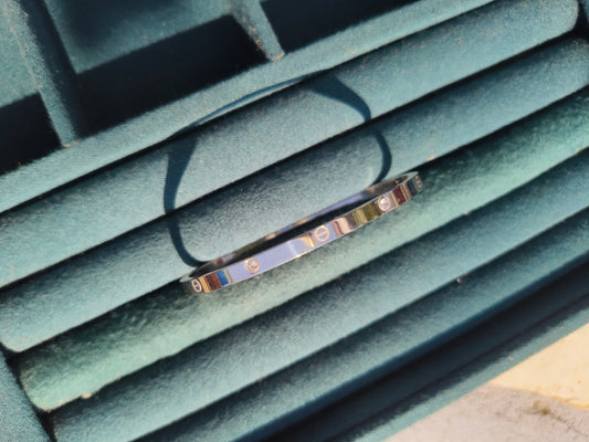 Anti-Tarnish Gold Plated Screw Motif Minimal Bangle Bracelet