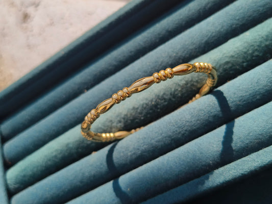 Anti-Tarnish Gold Plated Beaded Minimal Bangle Bracelet