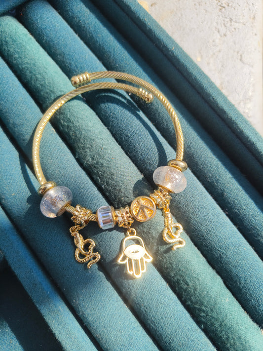 Anti-Tarnish Golden Pandora Style Charm Bracelet