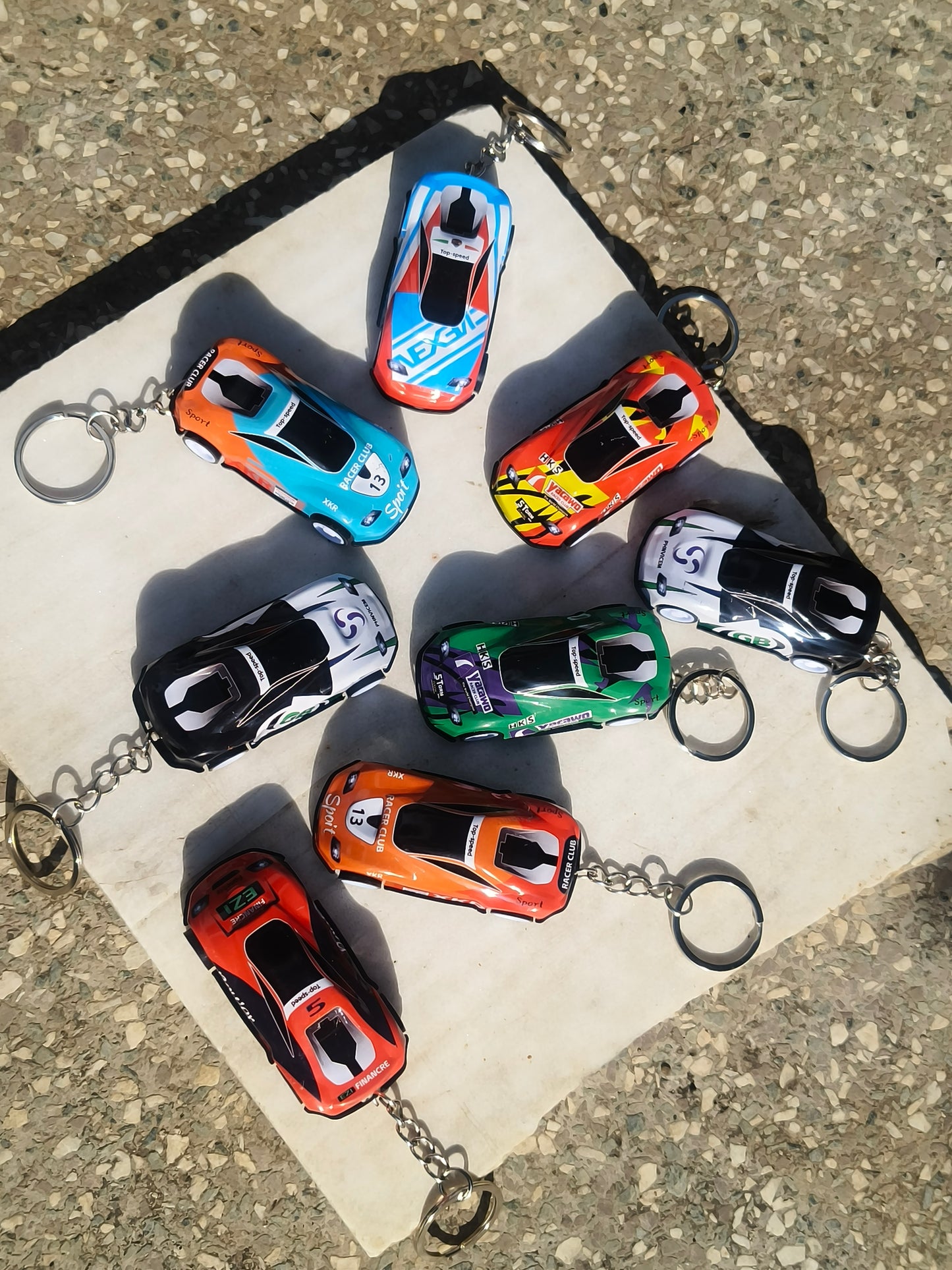 Automatic Racing Car Keychain | Colorful Mini Car Keyring (Random Design)