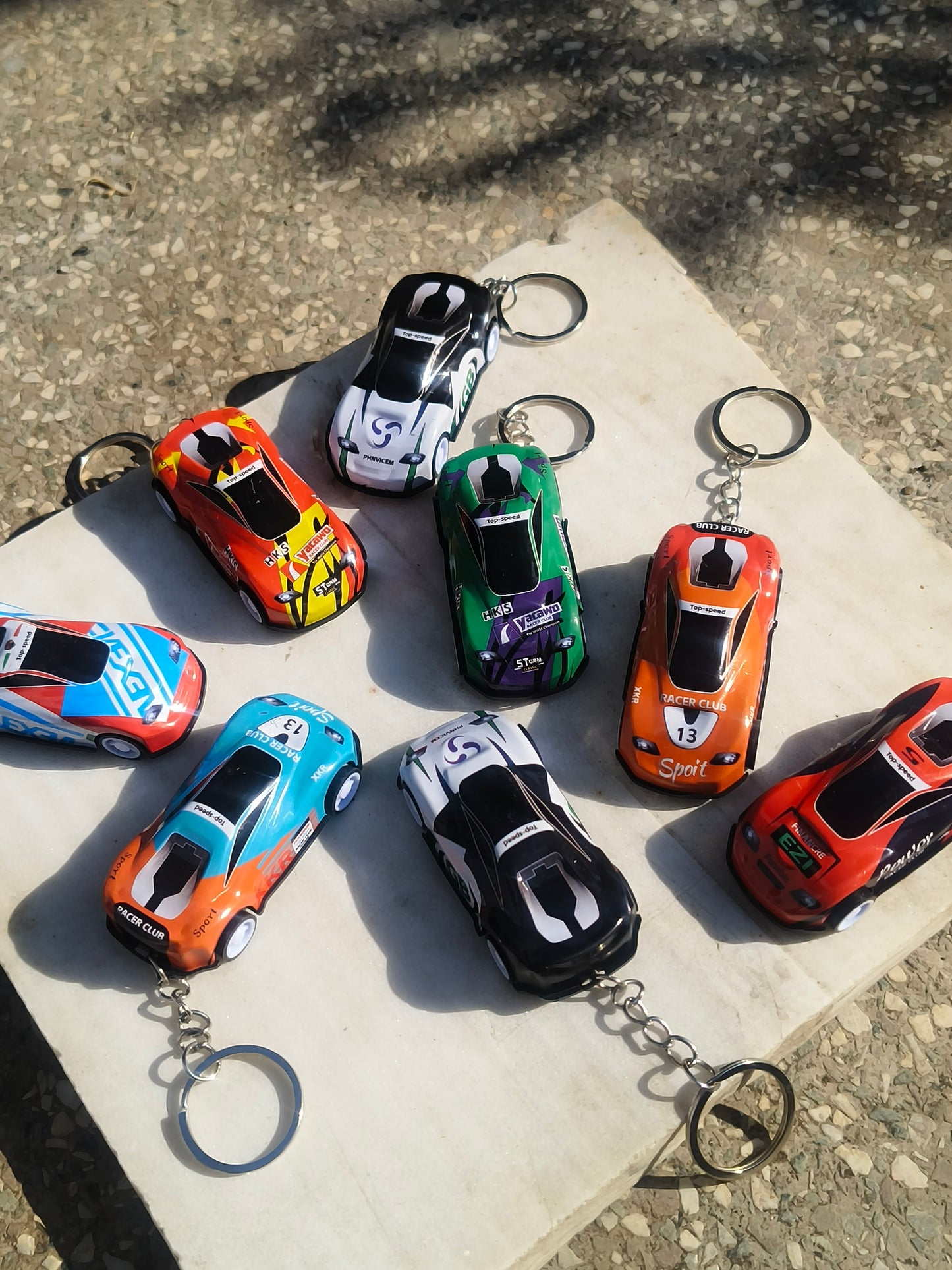 Automatic Racing Car Keychain | Colorful Mini Car Keyring (Random Design)