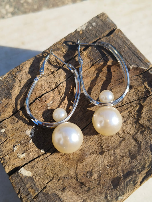 4-in-1 Convertible Pearl Hoop Earrings for Women | Silver Pearl Earrings | Multi-Way Wearable Designer Jewelry