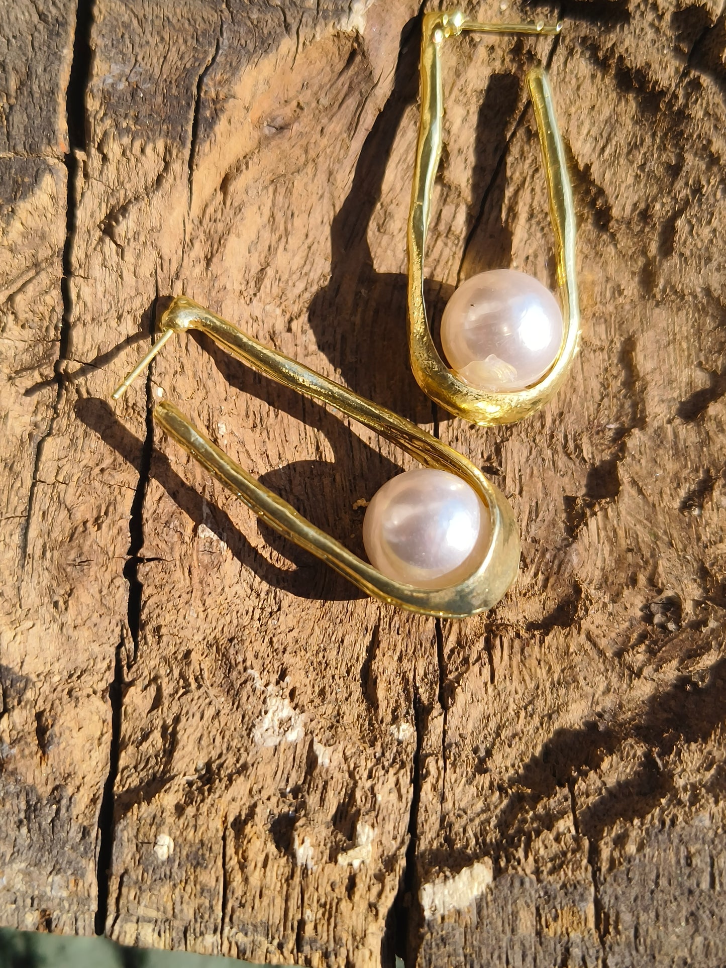 Gold Pearl Drop Hoop Earrings for Women | Minimal U-Shape Pearl Earrings | Elegant Daily & Party Wear Jewelry