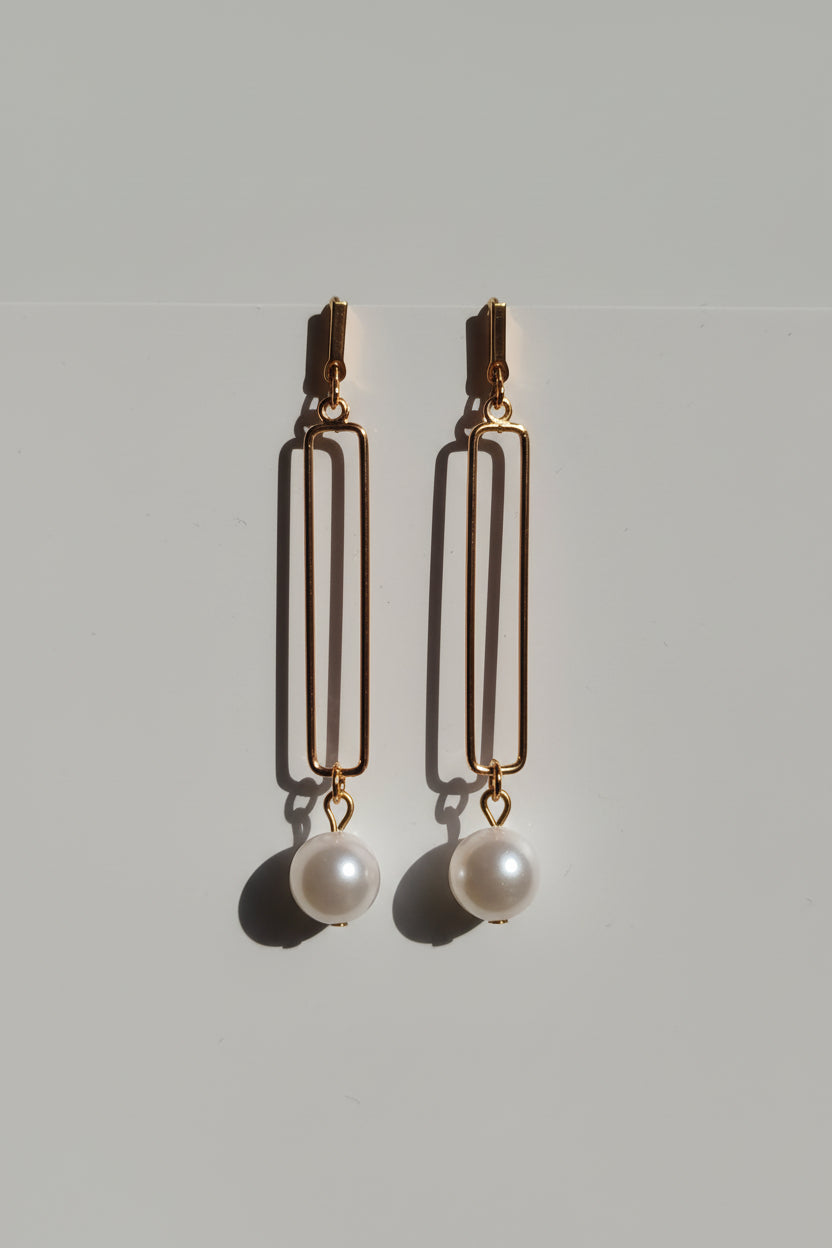 Silver Pearl Drop Long Earrings for Women | Minimal Pearl Dangle Earrings | Elegant Daily & Party Wear Jewelry