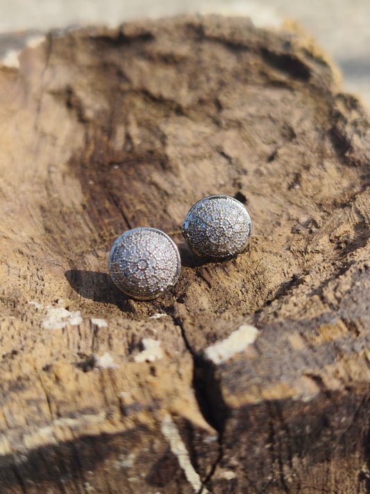 American Diamond Dome Stud Earrings | Silver Finish AD Studs