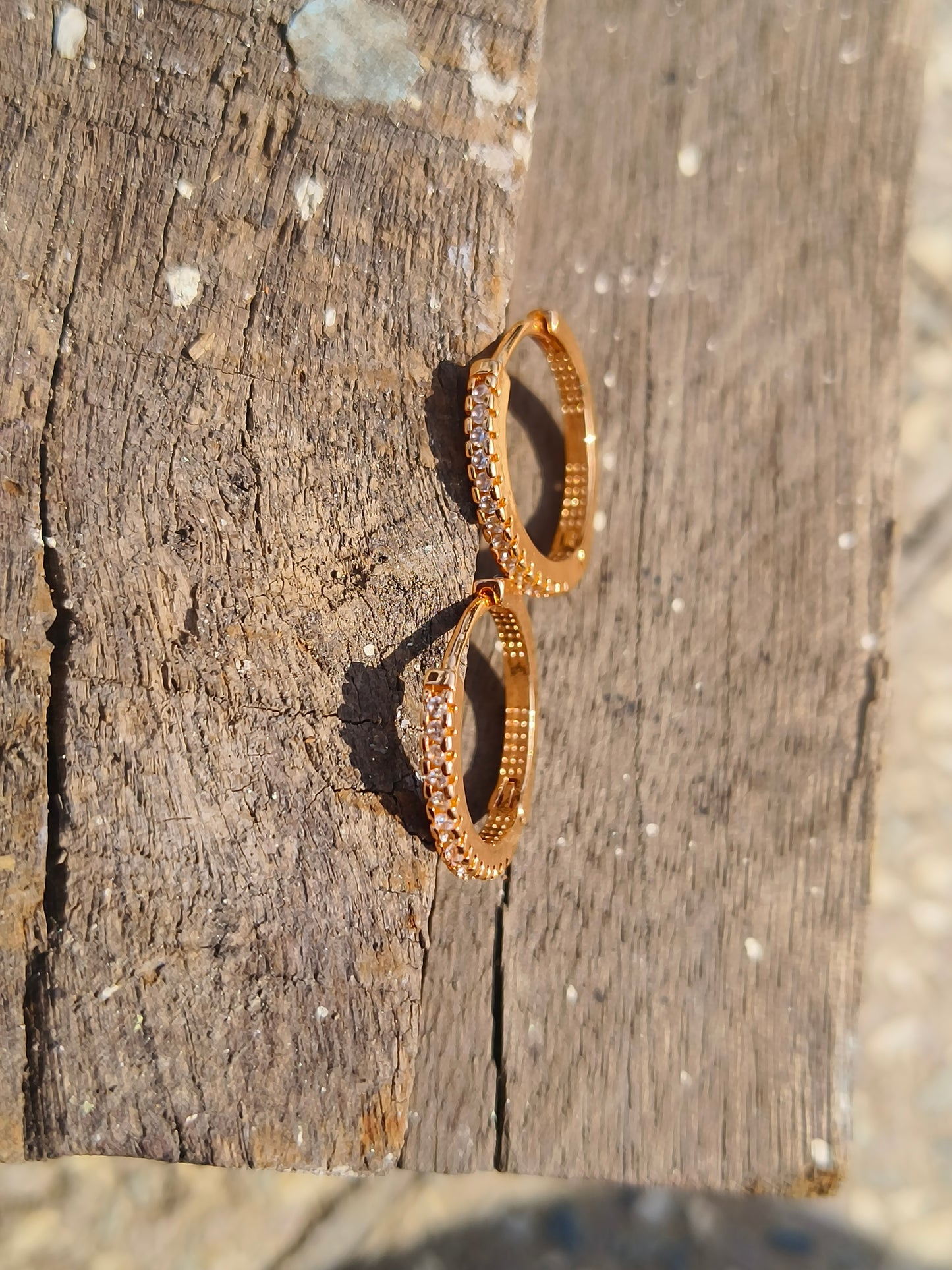 American Diamond Studded Hoop Earrings | Gold Finish Classic Hoops for Women