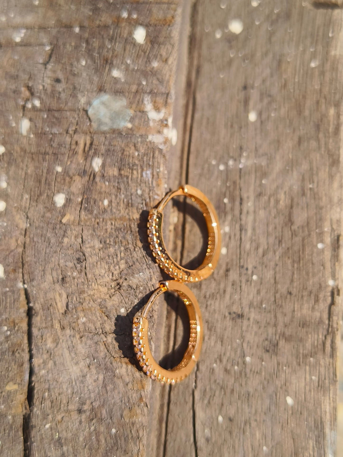 American Diamond Studded Hoop Earrings | Gold Finish Classic Hoops for Women