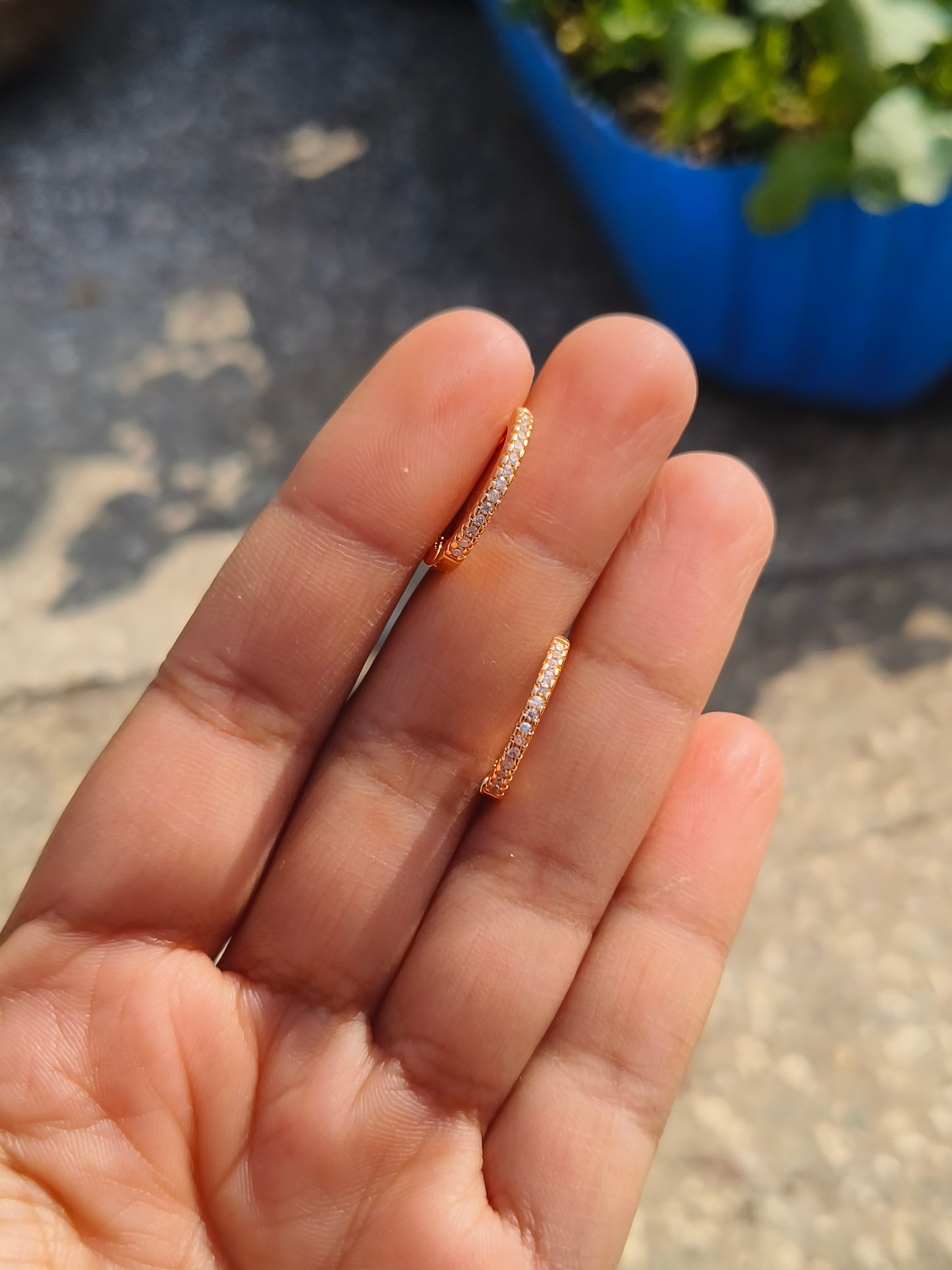 American Diamond Studded Hoop Earrings | Gold Finish Classic Hoops for Women