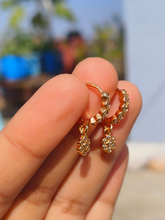 American Diamond Flower Drop Earrings for Women | Anti Tarnish AD Daily Wear Earrings