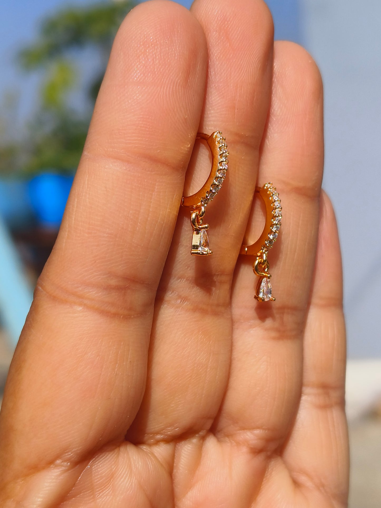 American Diamond Slim Drop Earrings for Women | Anti Tarnish AD Minimal Earrings