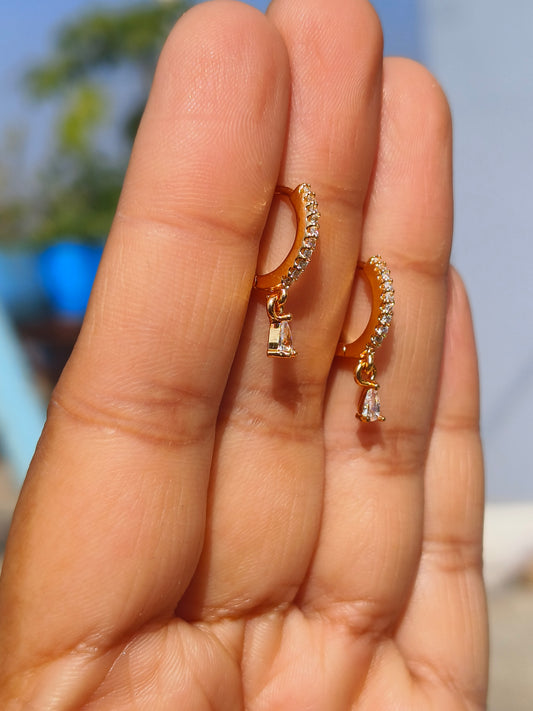 American Diamond Slim Drop Earrings for Women | Anti Tarnish AD Minimal Earrings