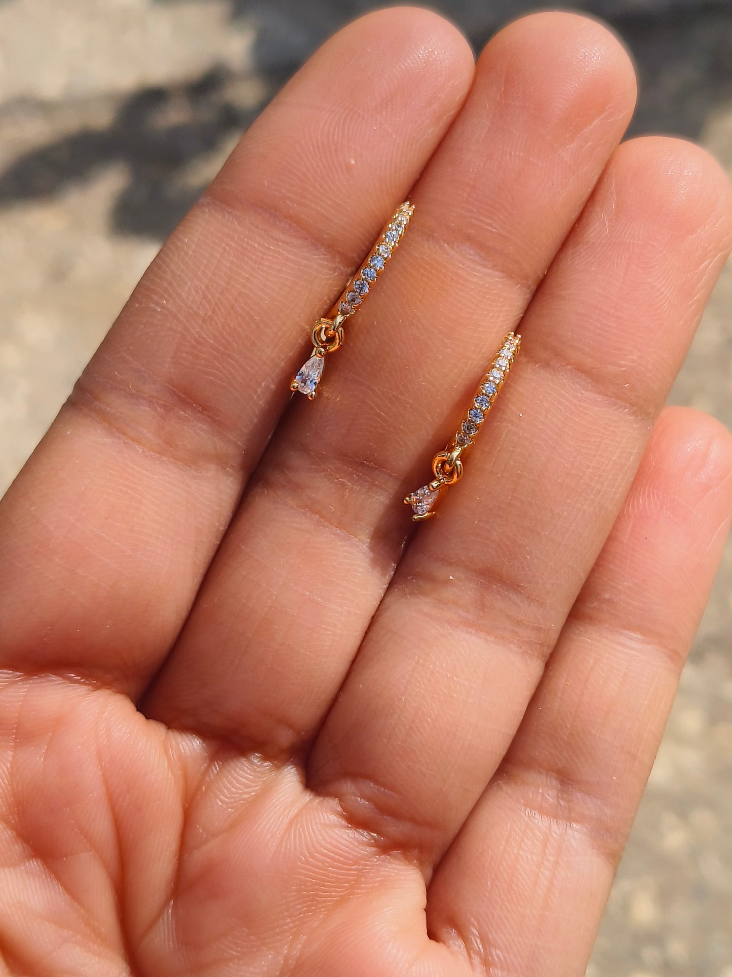 American Diamond Slim Drop Earrings for Women | Anti Tarnish AD Minimal Earrings