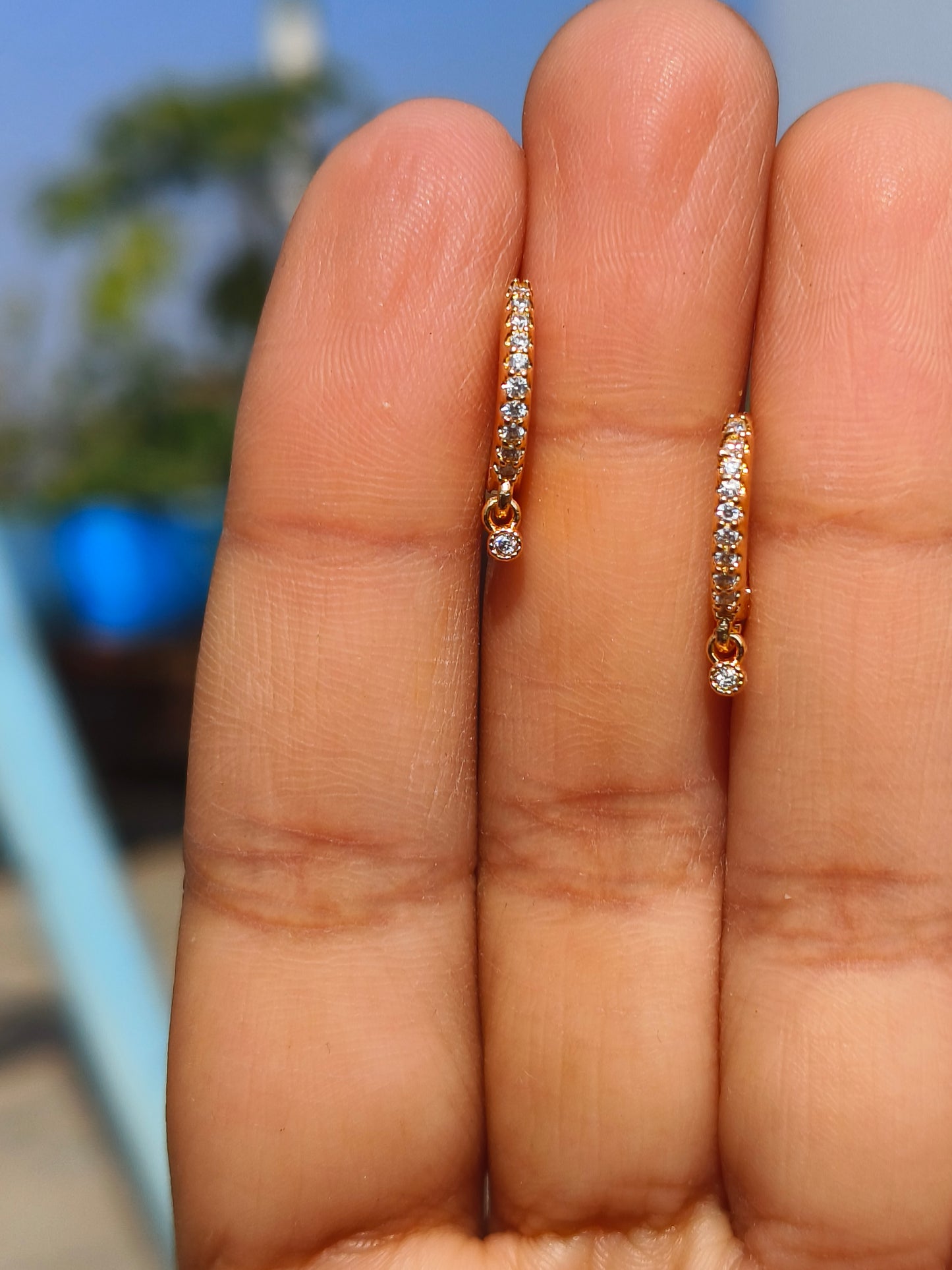 American Diamond Slim Line Drop Earrings for Women | Anti Tarnish AD Minimal Earrings