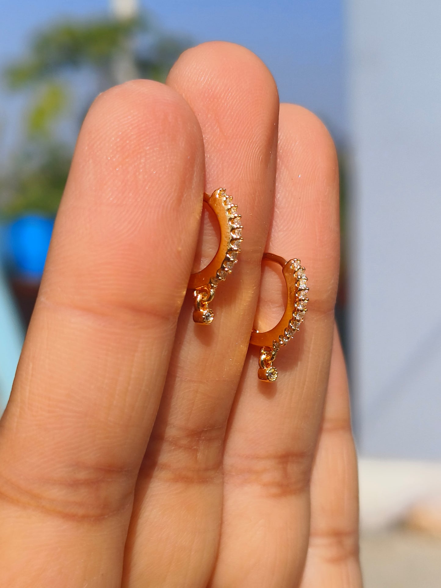 American Diamond Slim Line Drop Earrings for Women | Anti Tarnish AD Minimal Earrings