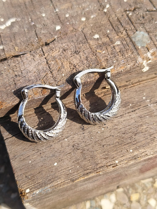 Anti Tarnish Silver Twisted Hoop Earrings for Women | Lightweight Daily Wear Hoops