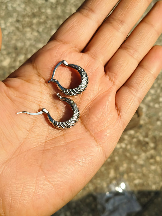 Anti Tarnish Silver Twisted Hoop Earrings for Women | Lightweight Daily Wear Hoops